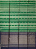 Bottle Green Tripura Pattu Soft Silk Saree with Navy Blue
