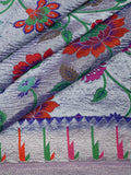 Blue Tissue Georgette Kaddi Banarasi Saree with Floral Meenakari Border