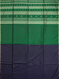 Bottle Green Tripura Pattu Soft Silk Saree with Navy Blue