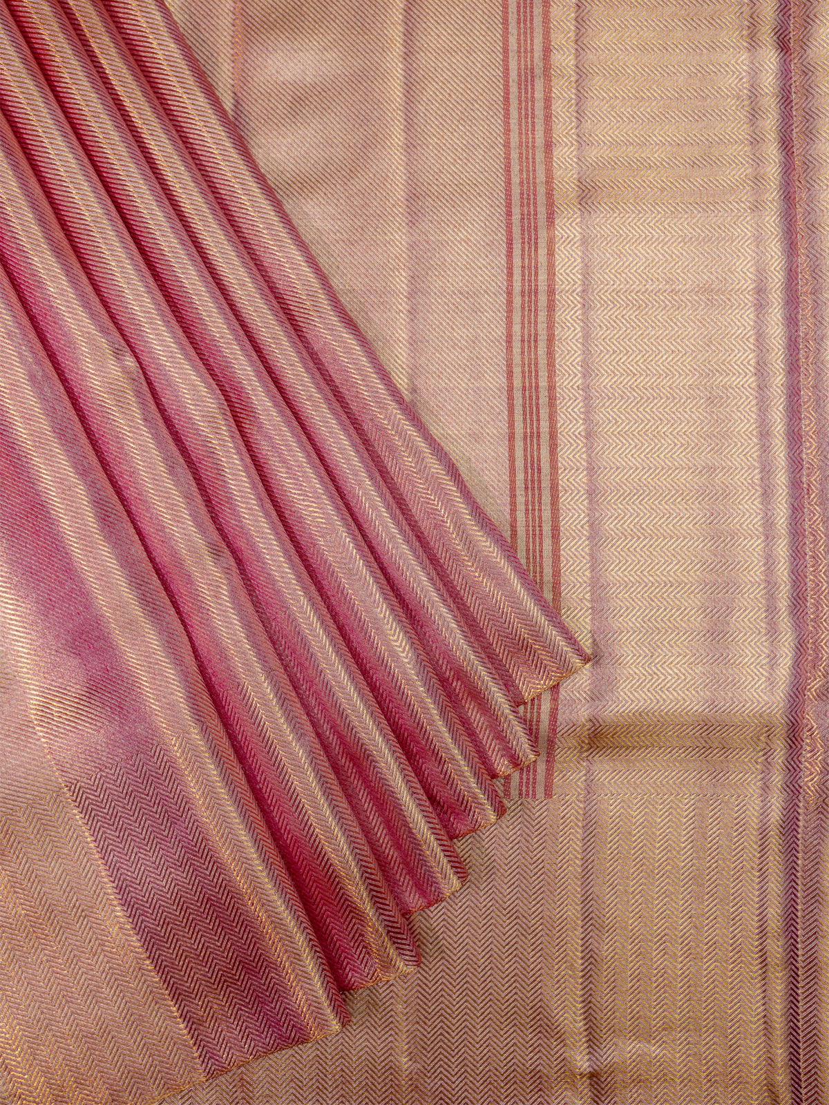 Kanjeevaram Kanchi Pattu Matte Finish Cream Matte Pink Base