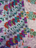 Purple Tissue Georgette Kaddi Banarasi Saree With Floral Meenakari Border