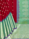 Weaves Gadwal Pattu With Contrast Border With Temple Border With Butta