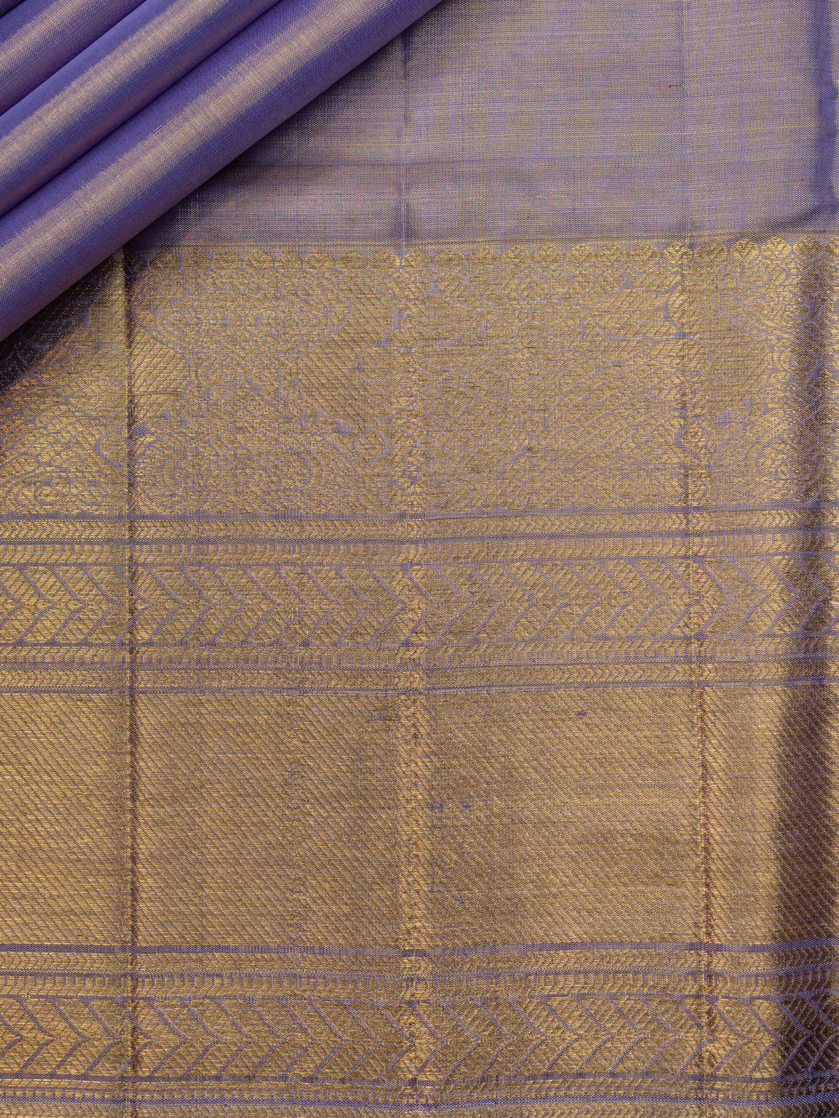 Kanjeevaram Kanchi Pattu Matte Finish With Kanchi Border Matte Lavender Base Gold Zari