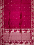 Pink Chiniya Silk Saree With Small Butta Deer Border And Self Gold Zari