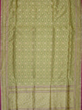 Weaves Banarasi Banarasi Jaal With Edgeing Yellow + Pink