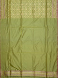 Weaves Banarasi Banarasi Jaal With Edgeing Yellow + Pink