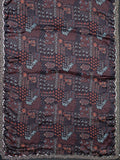 Fancy Crepe Ajrak Print With Border Sequence And Mirror Work Coffee Brown