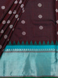 Weaves Gadwal Pattu With Contrast Border With Temple Border With Checks