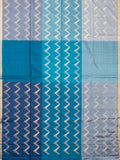 Teal Blue Tripura Pattu Soft Silk Saree with Navy Blouse