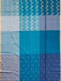 Teal Blue Tripura Pattu Soft Silk Saree with Navy Blouse