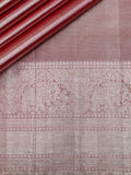 Kanjeevaram Kanchi Pattu Matte Finish With Kanchi Border Matte Pink Base Silver Zari