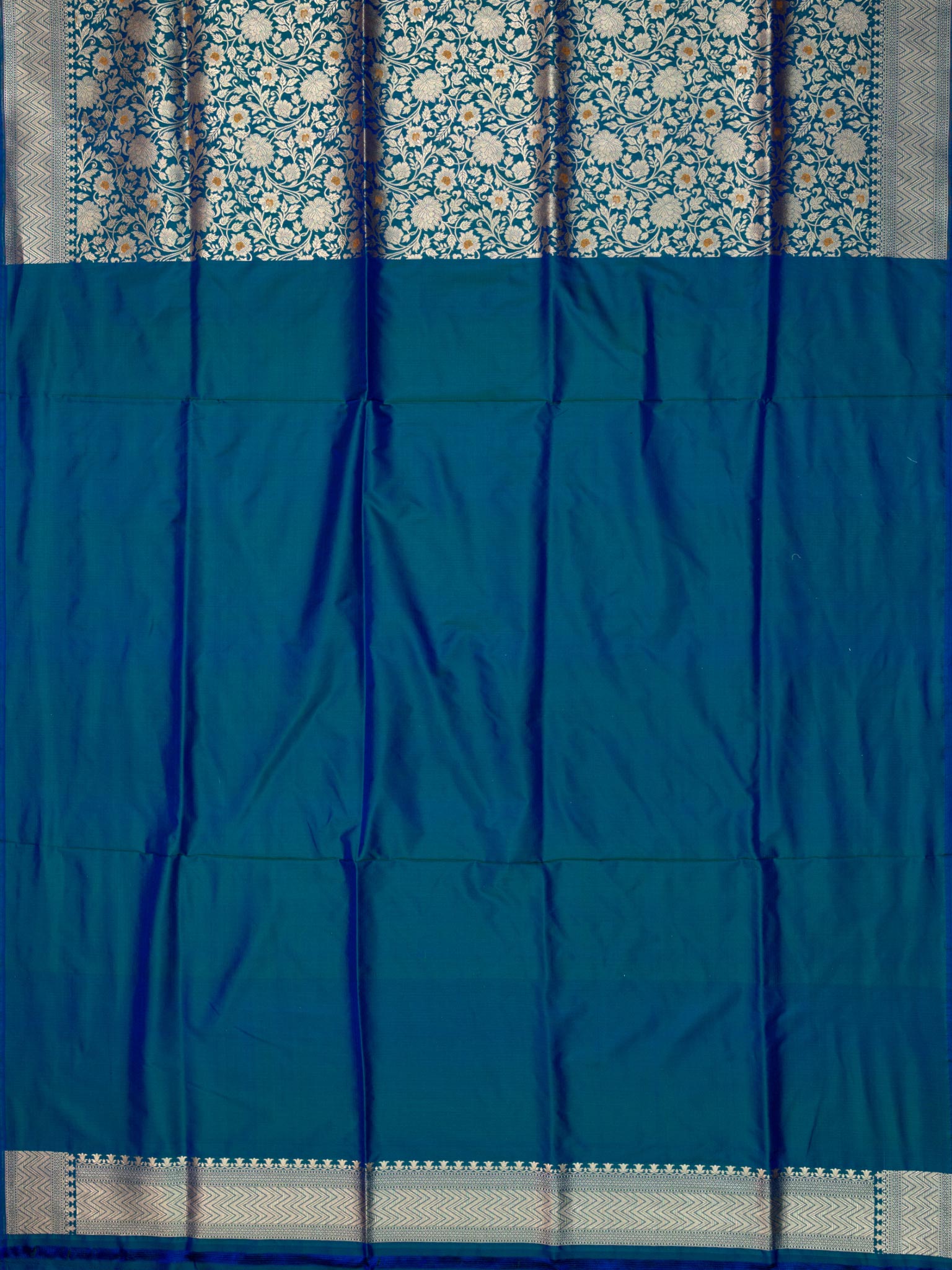 Weaves Banarasi Banarasi Jaal Peacock Blue