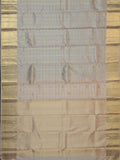 Kanjeevaram Kanchi Pattu All Over Checks With Butta Gold Zari (Talambralu) Cream