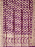 Weaves Banarasi Banarasi Jaal With Edgeing Purple + Red
