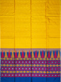 Soft Silk Tripura Pattu Saree – Mustard Navy Blue Unstitched