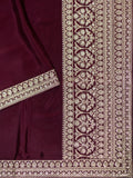 Fancy Crepe Plain + Work Lace Border Wine