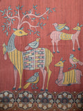 Fancy Tussar Silk Tussar Silk Printed Brick Red