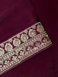 Fancy Crepe Plain + Work Lace Border Wine