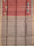 Fancy Tussar Silk Tussar Silk Printed Brick Red