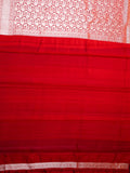 Red Chiniya Silk Saree With Pichwai Butta Design And Small Self Gold Zari