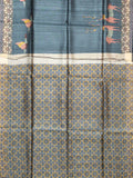Fancy Tussar Silk Tussar Silk Printed Elephant Grey