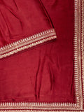 Fancy Crepe Plain + Work Lace Border Maroon