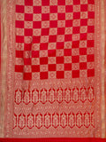Fancy Crepe All Over Geometric Weave With Border Dark Red