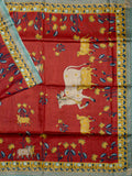 Fancy Tussar Silk Tussar Silk Pichwai Printed Pallu And Blouse Red