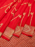 Fancy Crepe All Over Geometric Weave With Border Red