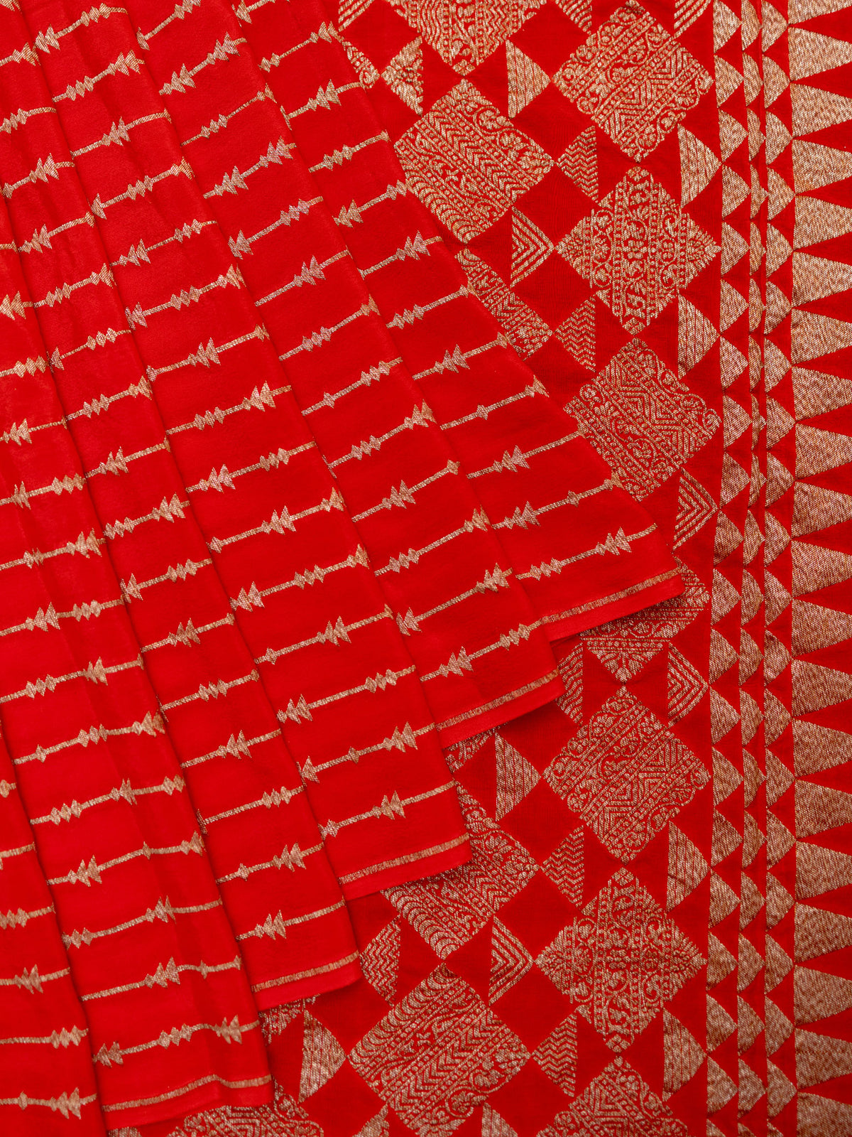 Fancy Crepe All Over Geometric Weave Orange