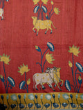 Fancy Tussar Silk Tussar Silk Pichwai Printed Pallu And Blouse Red