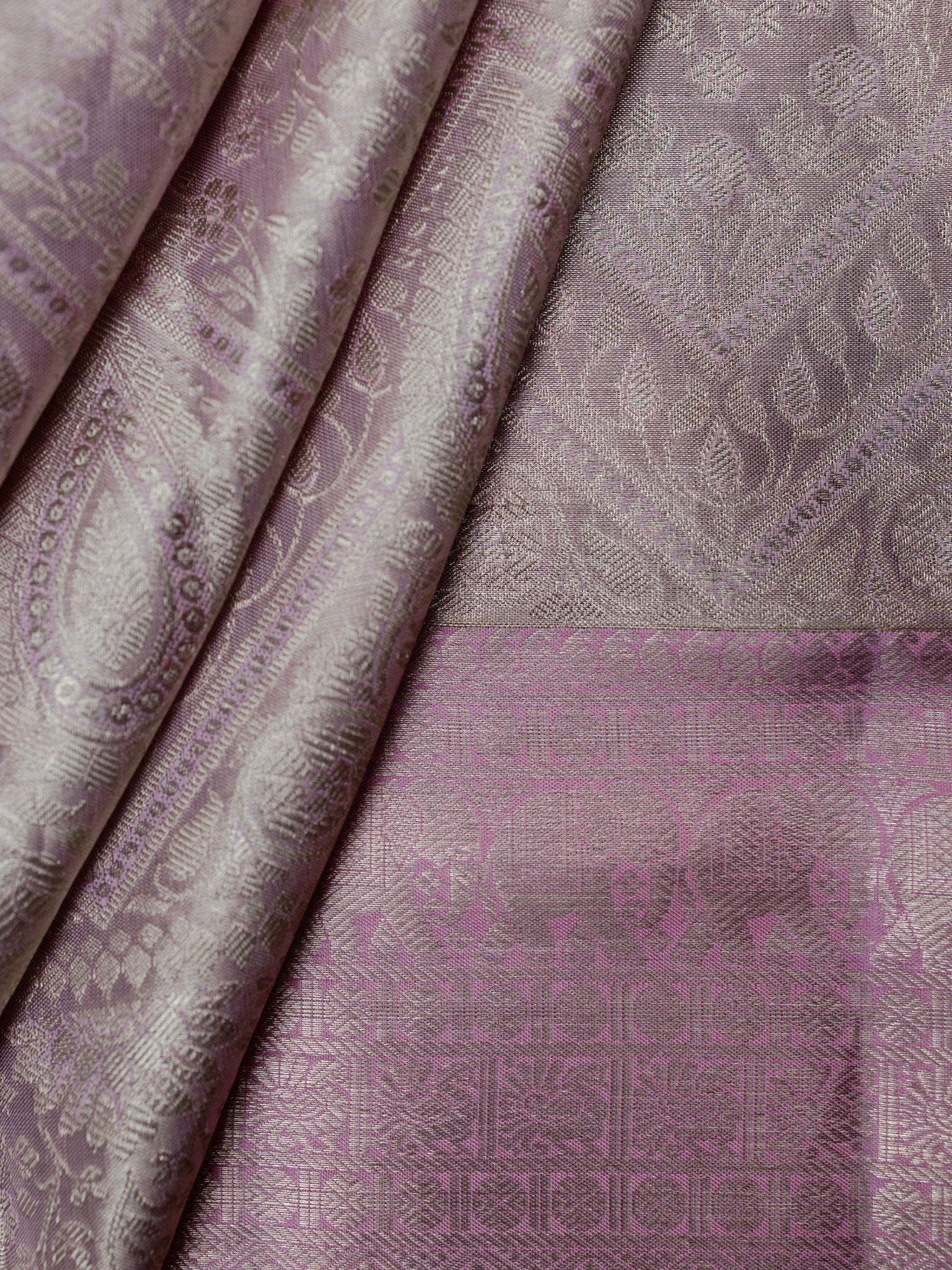 Kanjeevaram Tissue Kanchi Pattu All Over Weave Baby Pink