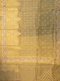 Yellow Organza Saree with Parsi Thread Work & Multi-Colour Border