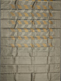Kanjeevaram Tissue Kanchi Pattu All Over Geometric Weave Ash