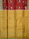 Fancy Tussar Silk Tussar Silk Pichwai Printed Pallu And Blouse Red