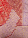 Weaves Banarasi Banarasi Jaal With Contrast Pallu And Blouse Peach + Lilac