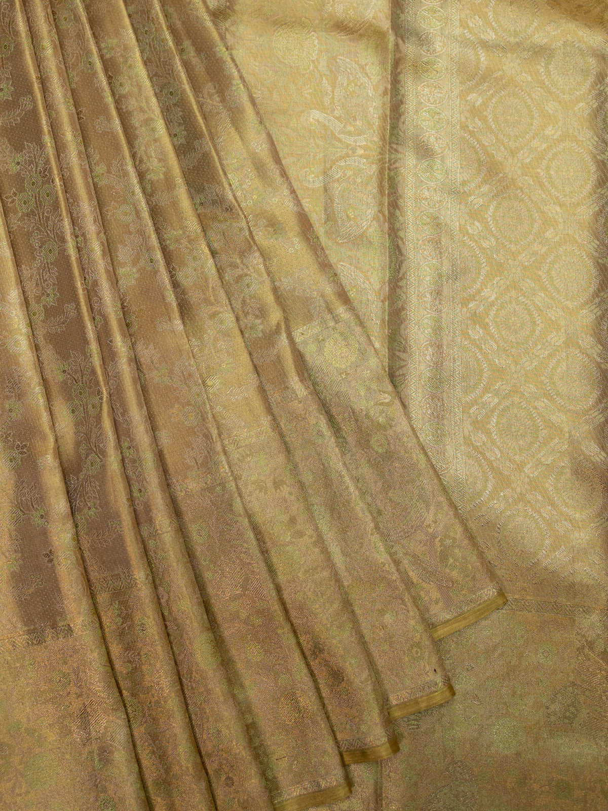Kanjeevaram Tissue Kanchi Pattu All Over Ivory Gold