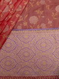 Weaves Banarasi Banarasi Jaal With Contrast Pallu And Blouse Peach + Lilac