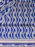 Navy Blue Banarasi Jaal Saree with Gold Zari Border