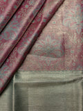 Kanjeevaram Tissue Kanchi Pattu All Over + Kanchi Border Pink + Ice Blue