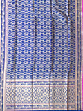 Navy Blue Banarasi Jaal Saree with Gold Zari Border