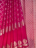 Pink Chiniya Silk Saree – All Over Silver Zari With Elegant Border