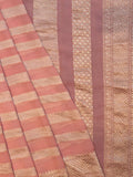 Pink Kaddi Georgette Banarasi Saree with Horizontal Zari Lines & Zari Border