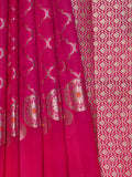 Pink Chiniya Silk Saree – All Over Silver Zari With Elegant Border
