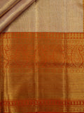 Kanjeevaram Kanchi Pattu Matte Finish Kanchi Contrast Border Cream Matte Orange Base