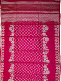 Pink Chiniya Silk Saree – All Over Silver Zari With Elegant Border