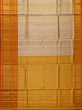 Kanjeevaram Kanchi Pattu Matte Finish Kanchi Contrast Border Cream Matte Orange Base