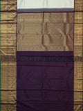 Kanjeevaram Kanchi Pattu All Over Butta Gold Zari With Contrast Border & Edgeing (Talambralu) White + Brown + Green