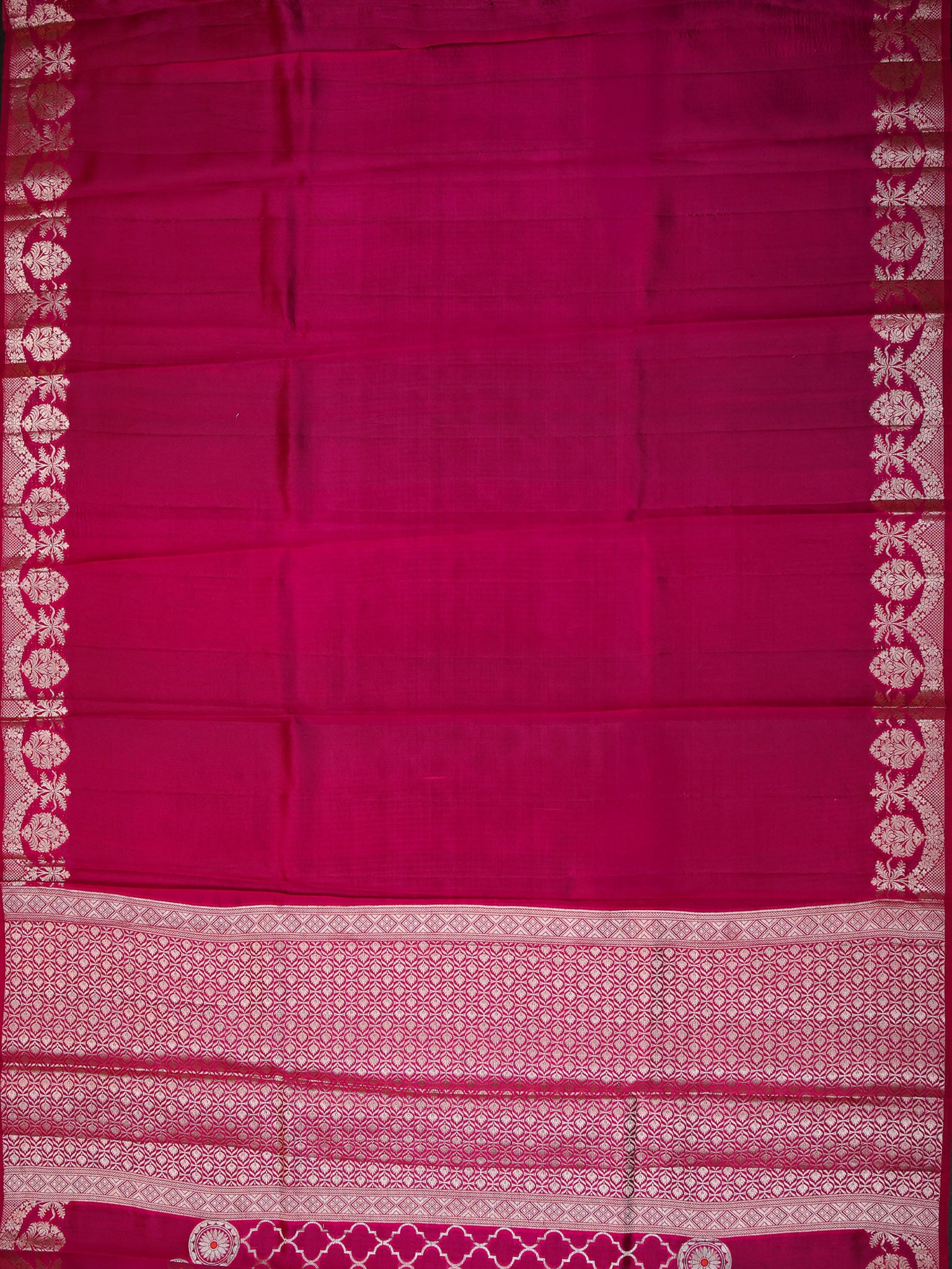 Pink Chiniya Silk Saree – All Over Silver Zari With Elegant Border