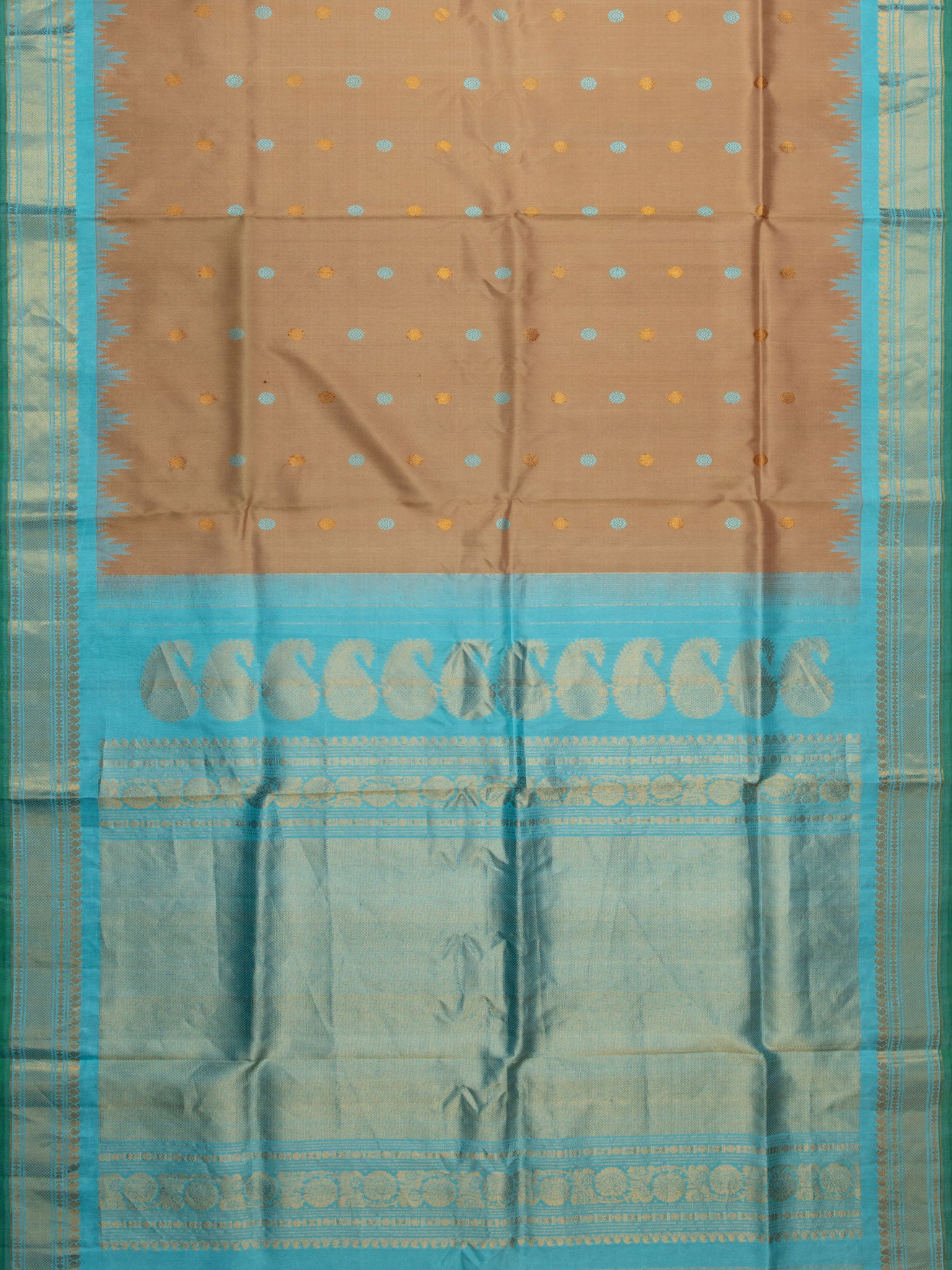 Weaves Gadwal Pattu With Temple Border With Butta